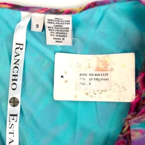 Rancho Estancia Sleeveless Dress Rainbow Colors Carwash Fringe Fairy Midi S NEW - Picture 10 of 10